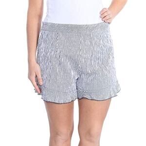 Trina Turk Rocklin Ruffle Hem Seersucker Striped Shorts White Blue Black Size 6